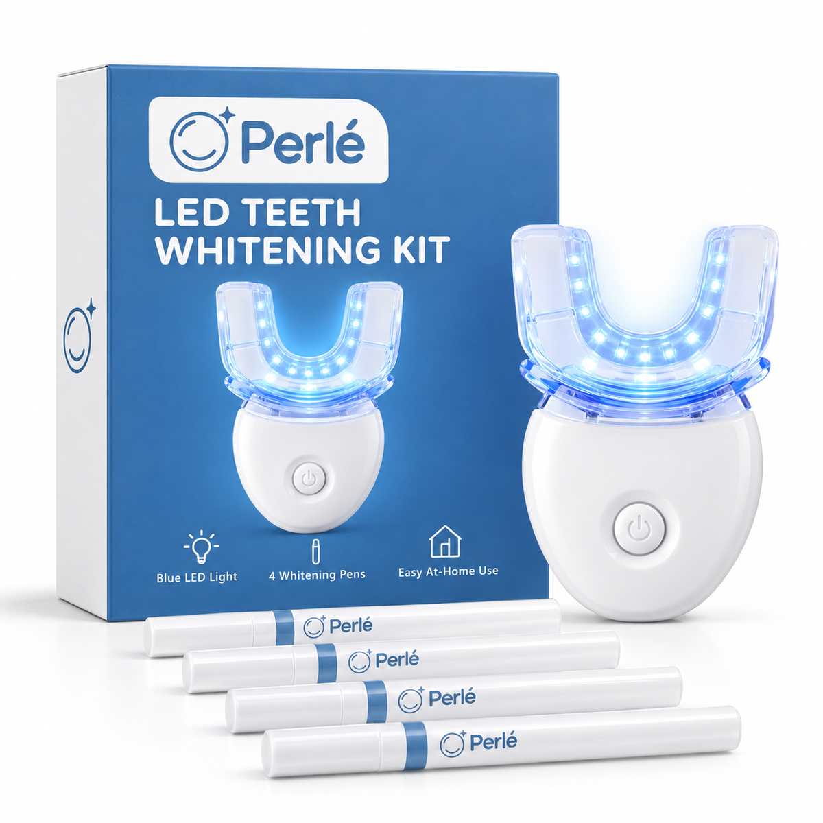 Kit de blanqueamiento dental Perlé con luz LED y 4 bolígrafos de gel
